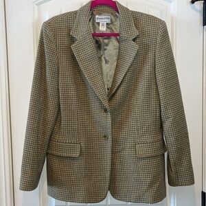 𝅺VIRGIN wool/Lambs wool Pendleton oversized plaid blazer preppy neutral size 14